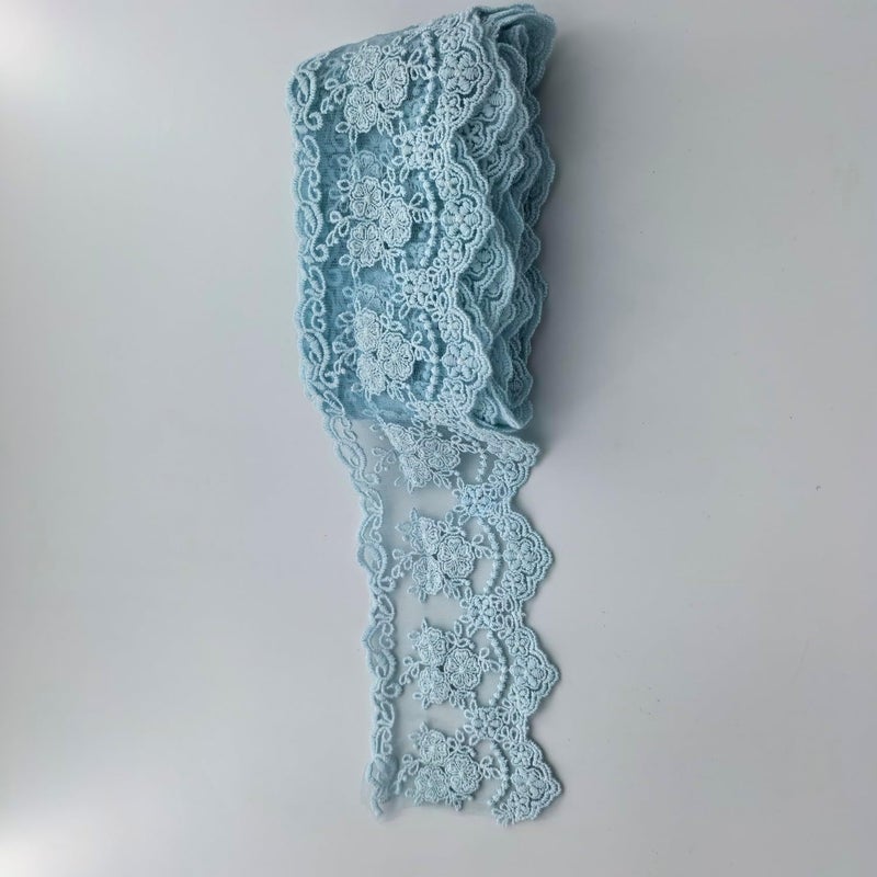 Sourcemall Lace Trim Ribbon, Delicate Crown Ribbon for Crafts Sewing and Bridal Wedding Dress Applique Decorations, 3.3inch Width 5 Yards/Lot (Arctic Blue) - Image 4